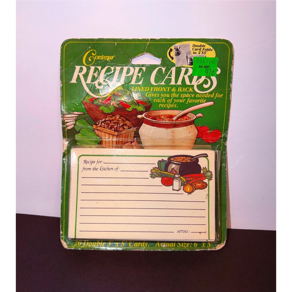 Vintage Conimar Recipe Cards‎ 20 Double Folding 3x5 Lined Kitchen Stationery USA